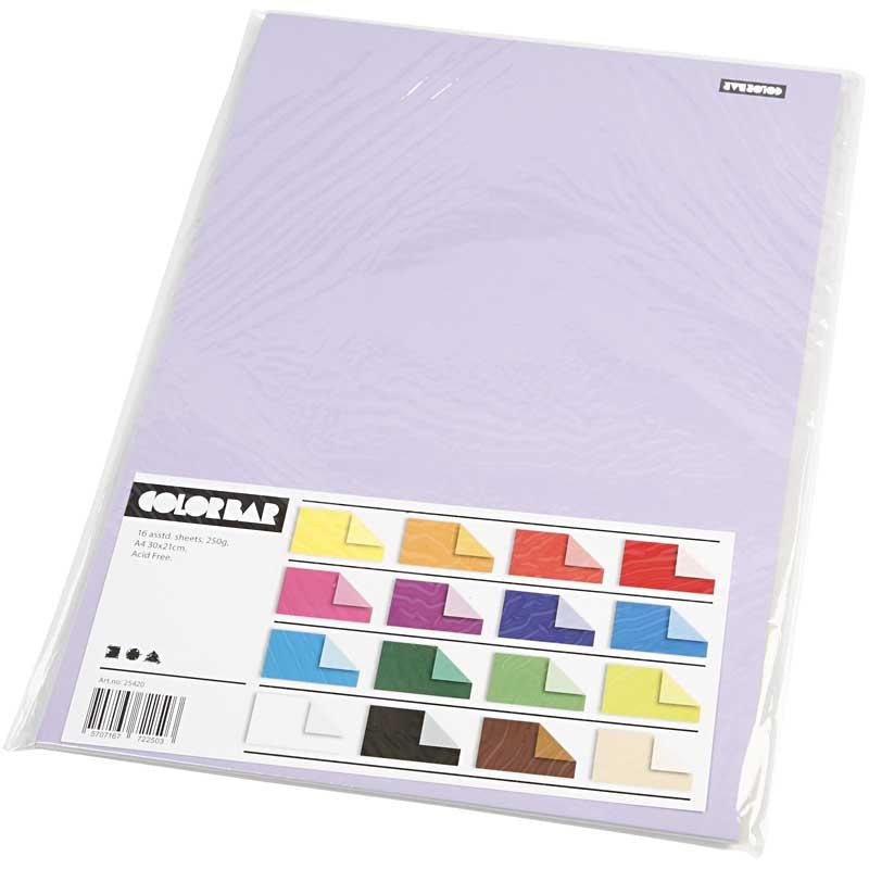 Creotime http: www.cchobby.nl color-bar-karton-a4-vel-210x297-mm-250-gr-16-div-vellen-1-doos-25420