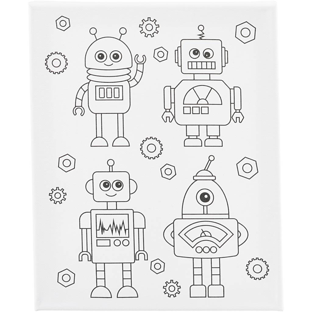 Creativ company http: www.cchobby.nl schildercanvas-met-print-robots-d-1-6-cm-afm-24x30-cm-360-gr-1-stuk