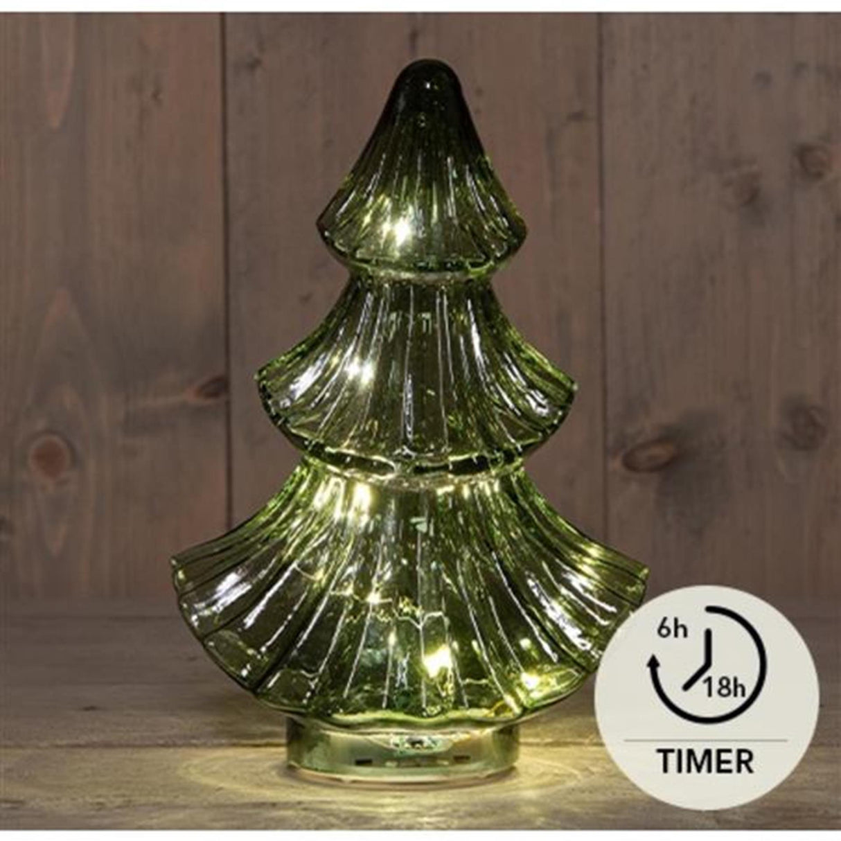Anna's collection led kerstboompje glas groen h24cm