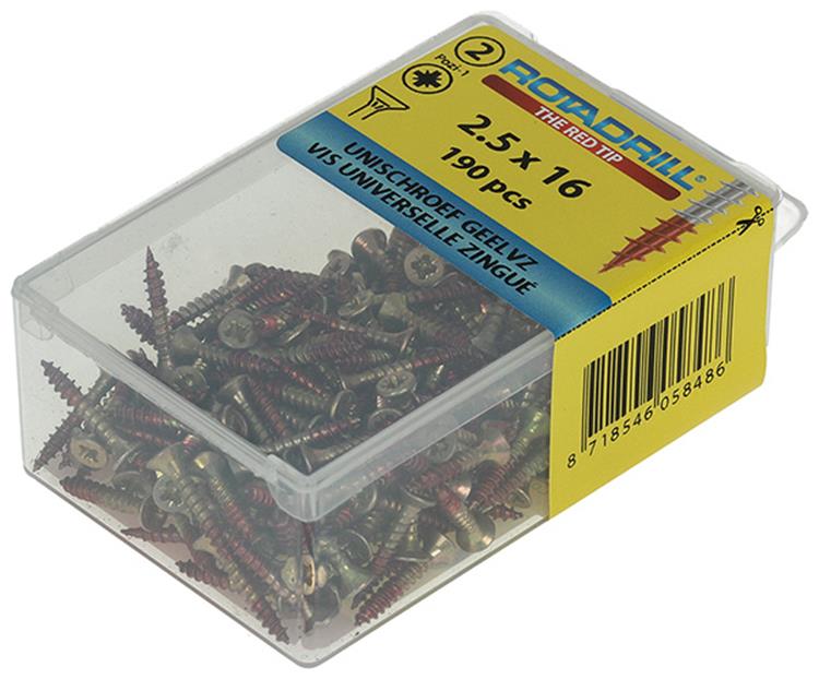 Rotadrill 1039790 - universeelschroef vk pzd glvz 2.5x16mm(190) | 6 stuks