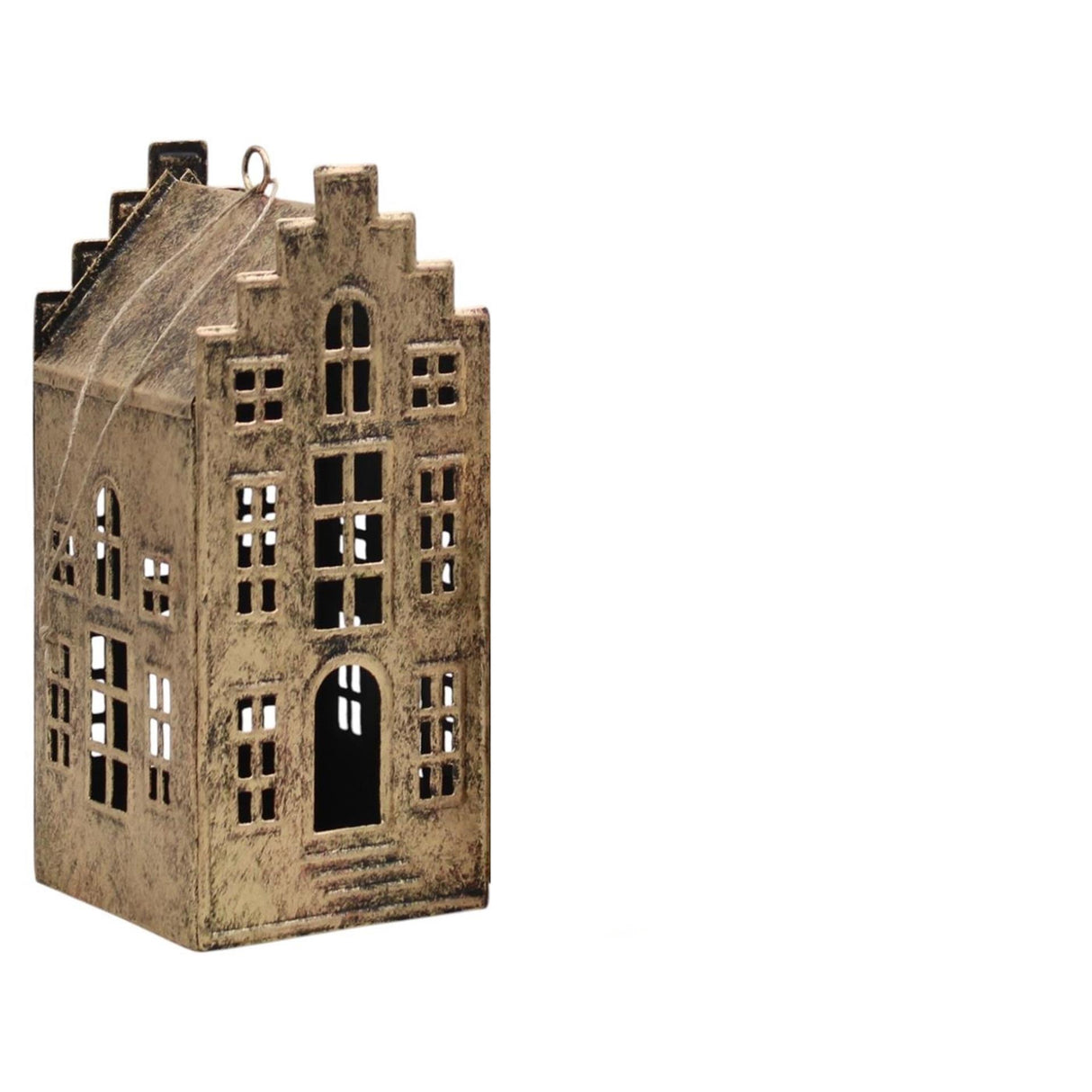 Mansion atmosphere decohanger huis antiek goud 8x8x18,5cm