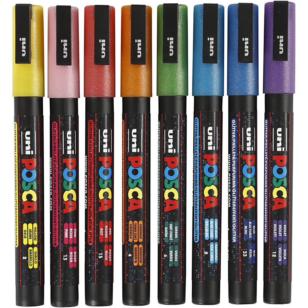 Http: www.cchobby.nl posca-marker-afm-pc-3ml-lijndikte-0-9-1-3-mm-glitterkleuren-8-stuk-1-doos