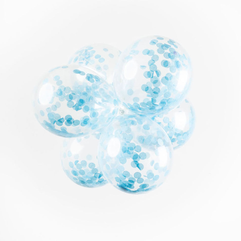 Globos confetti ballonnen papieren confetti baby blauw 30cm, 6st.