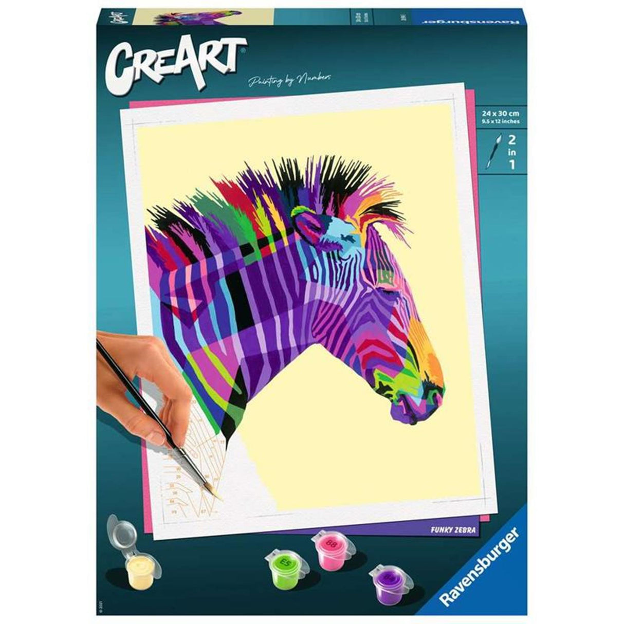 Ravensburger creart zebra - schilderen op nummer voor volwassenen - hobbypakket