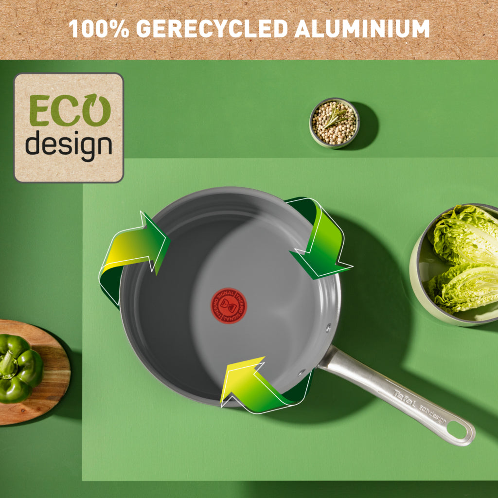Tefal renew+ hapjespan - ø24 cm - met deksel - keramisch - pfas-vrij - geschikt voor inductie