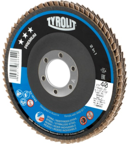 Tyrolit lamellenschijf 125mm za40 st rvs vlak one | 10 stuks