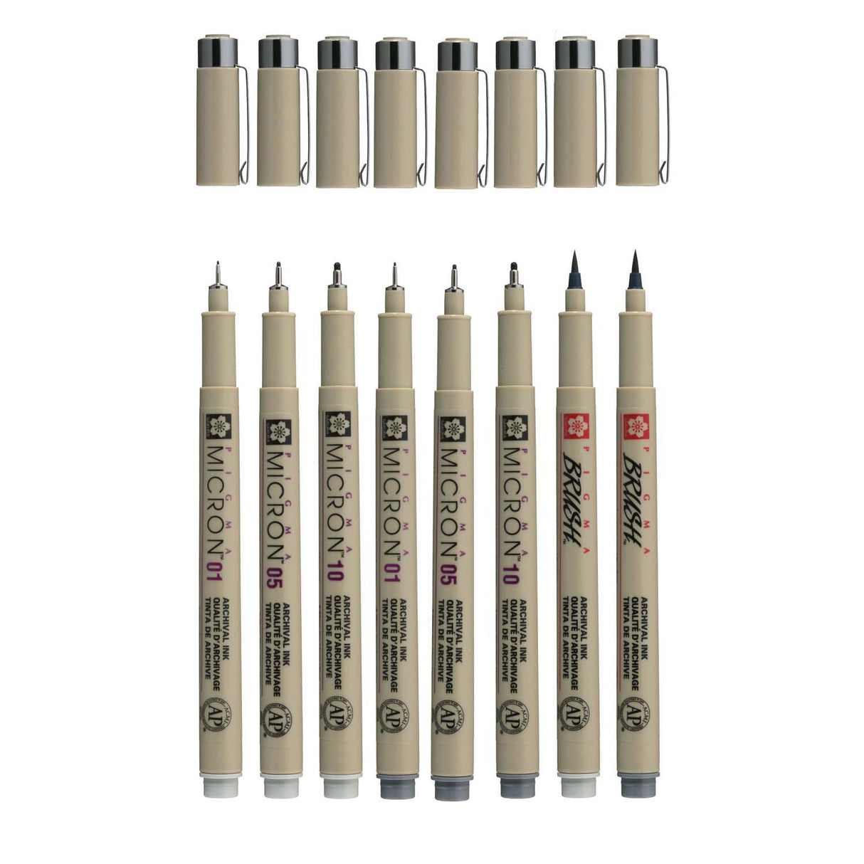 Sakura pigma micron fineliner set 8 pen. (licht) koelgrijs
