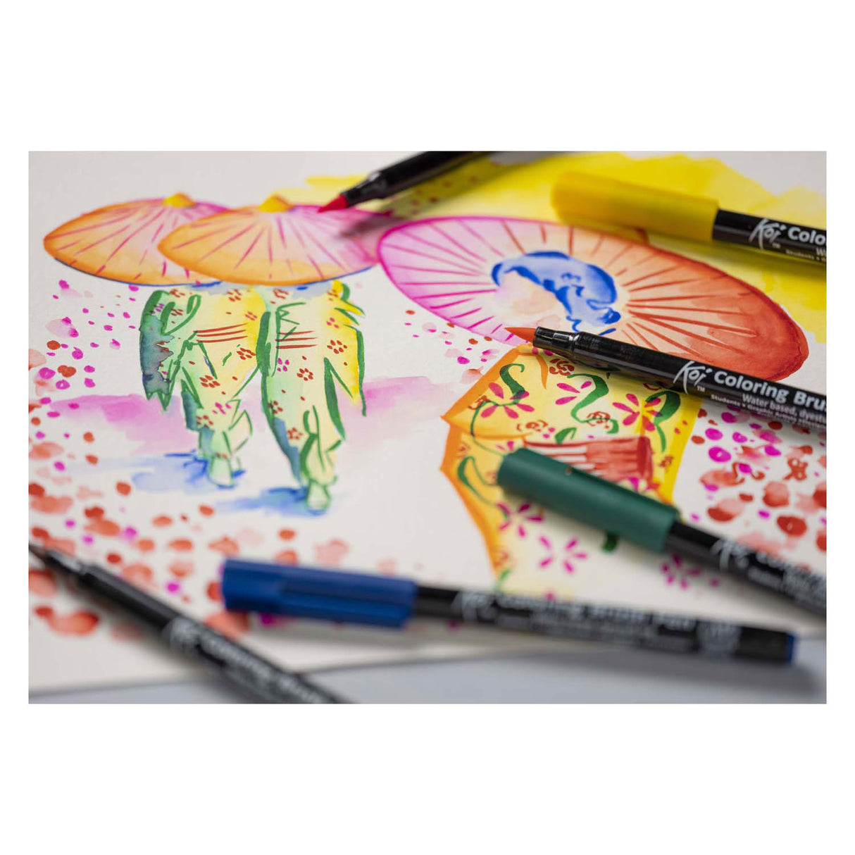 Sakura koi coloring brush pen set bright | 6 kleuren
