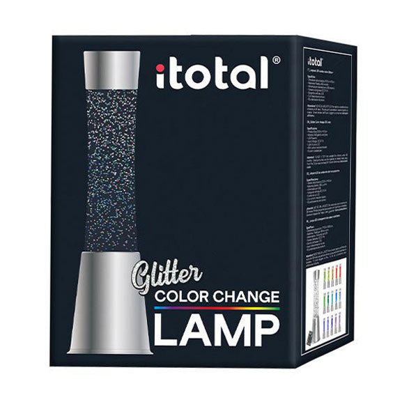 I-total lavalamp - glitterlamp - lava lamp - sfeerlamp - 41,5x10,8 cm - glas aluminium - afstandsbediening voor 16 kleuren - xl2495