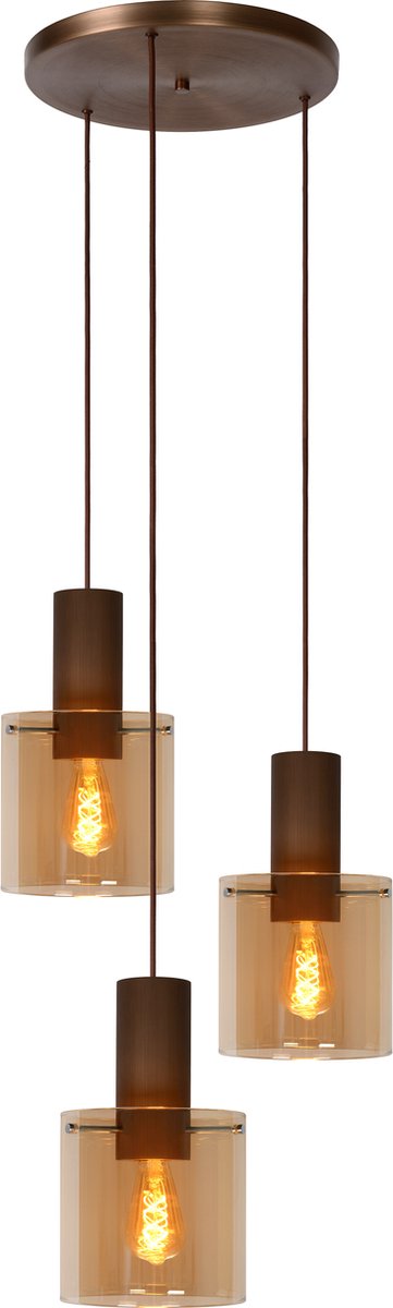Lucide toledo - hanglamp - 3xe27 - amber