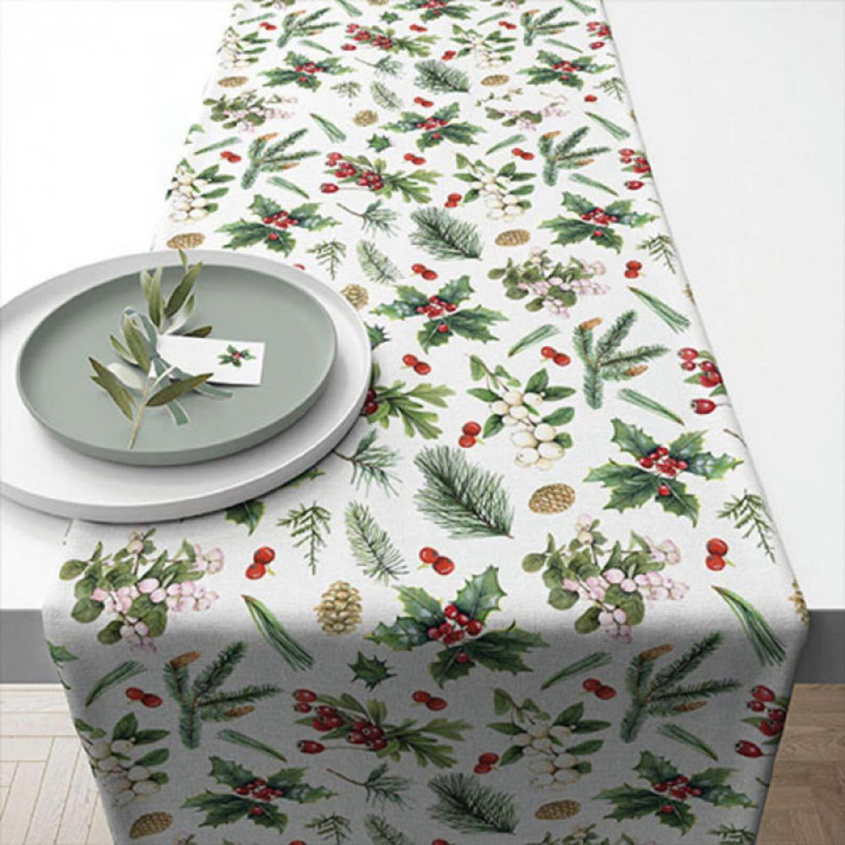 Ambiente tafelloper winter greenery wit