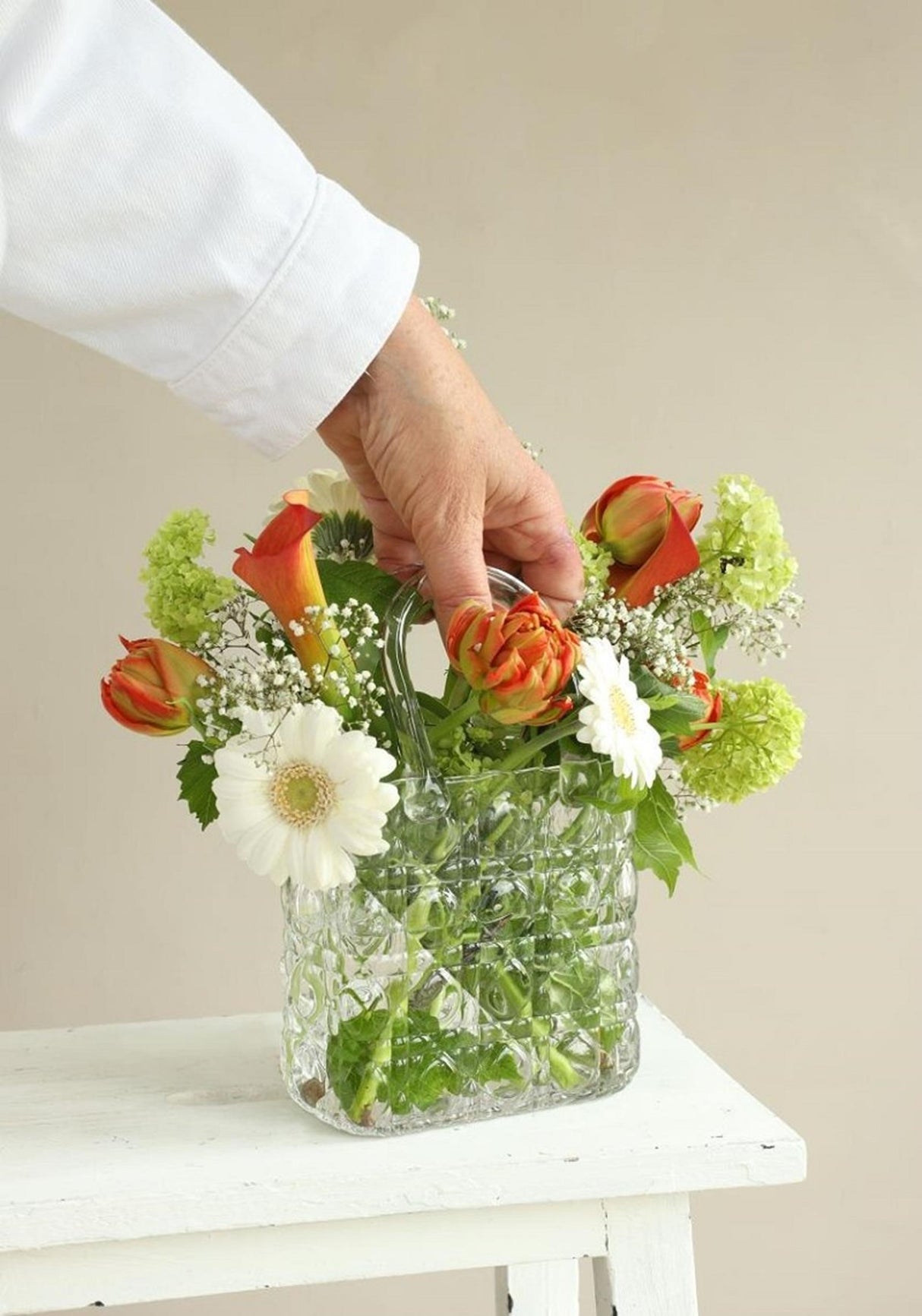 Ideas 4 seasons elysee glazen handtas vaas 19x11x28cm