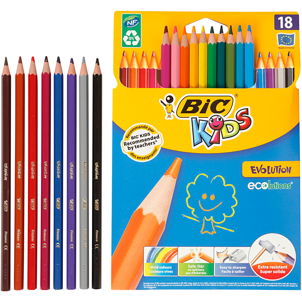 Creativ company http: www.cchobby.nl bic-evolution-kleurpotloden-zeskantig-l-17-5-cm-vulling-3-mm-diverse-kleuren-18-stuk-1-doos