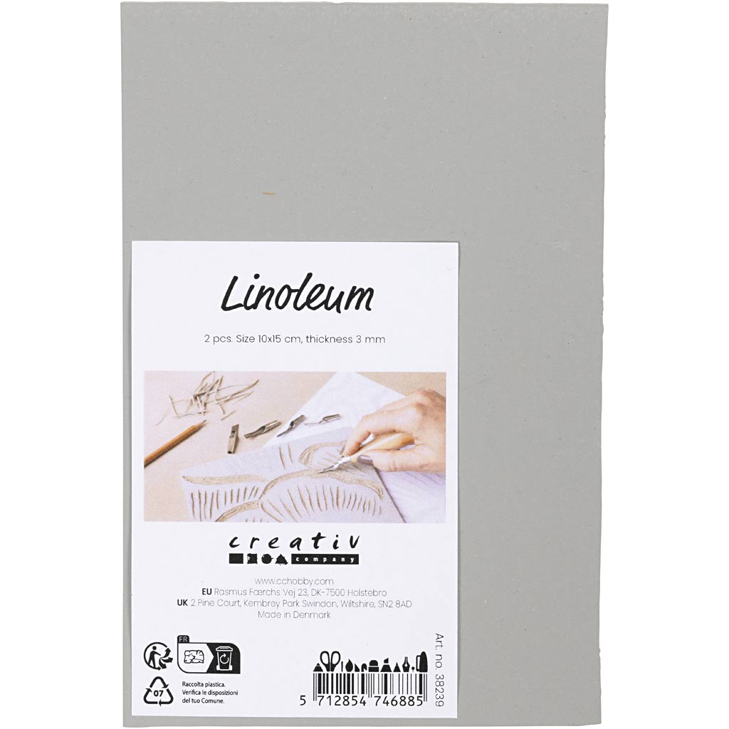 Creativ company http: www.cchobby.nl linoleum-afm-10x15-cm-dikte-3-mm-grijs-2-stuk-1-doos