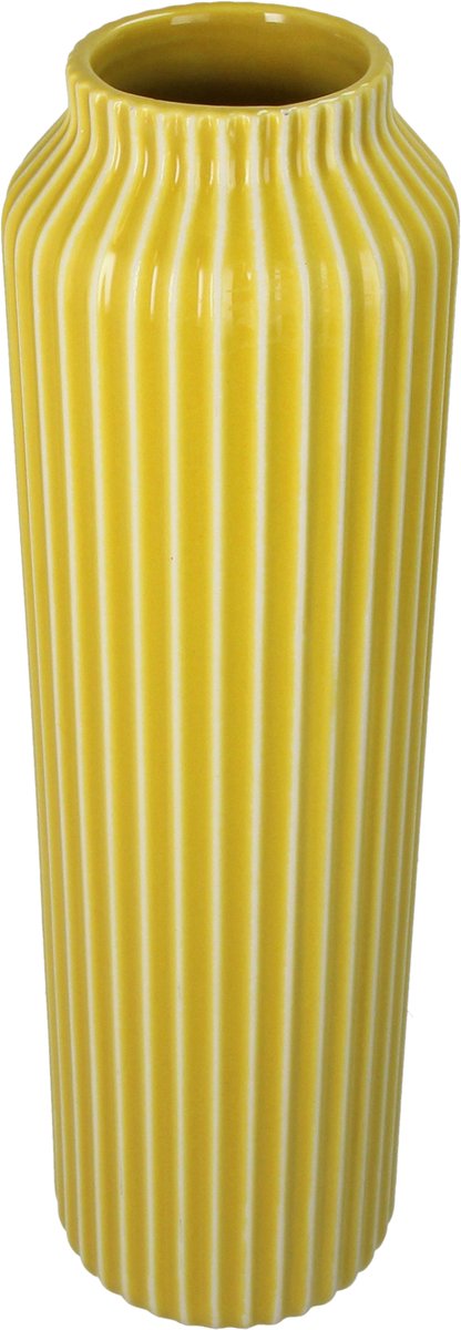 Hd collection vaas stoneware mosterd 10,5x10,5x35,5cm