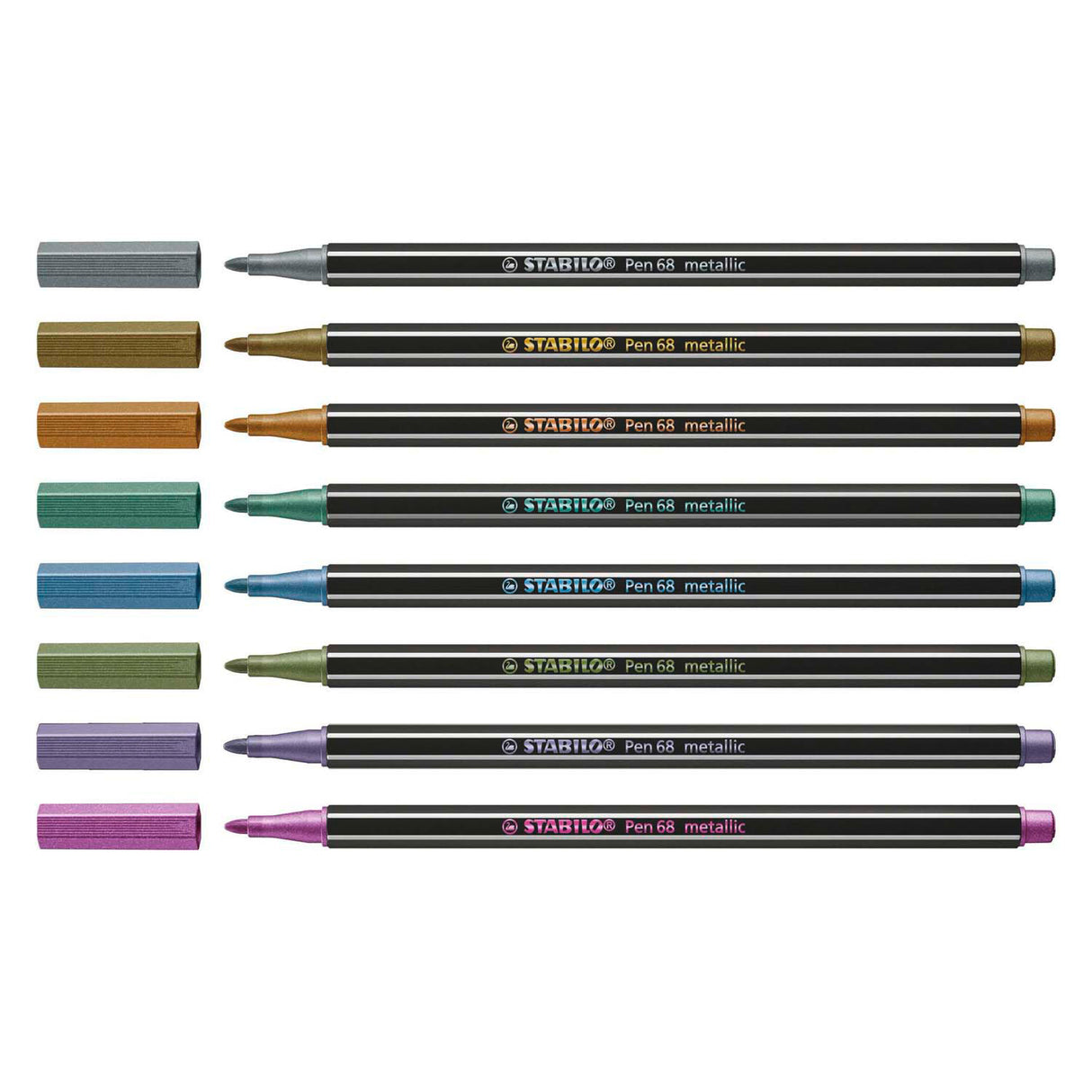 Stabilo viltstift pen 68 metallic etui a 8 stuks