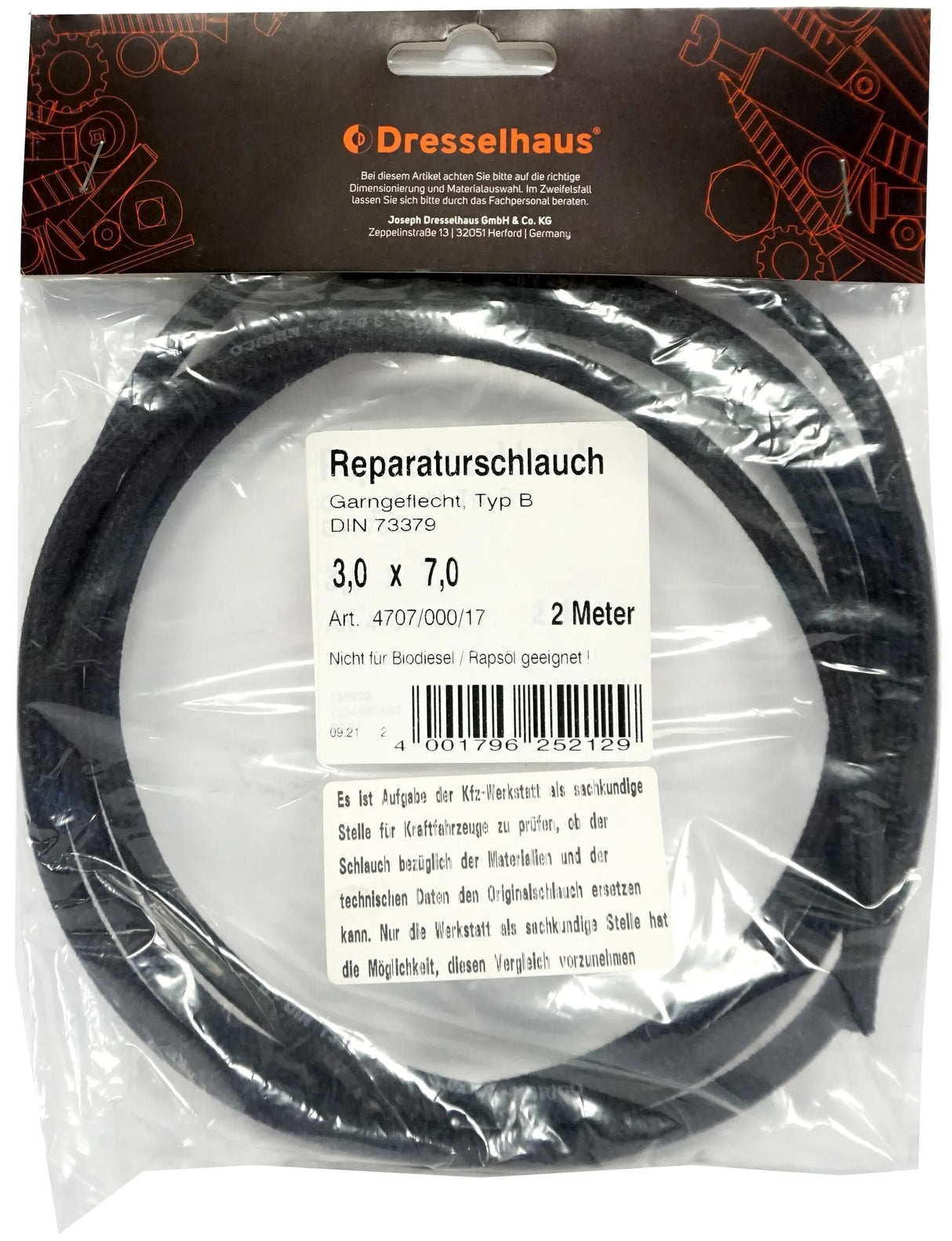 Dresselhaus brandstofslang 4707 fuel hose 3,5x7,5 dresselh. 4707 2m