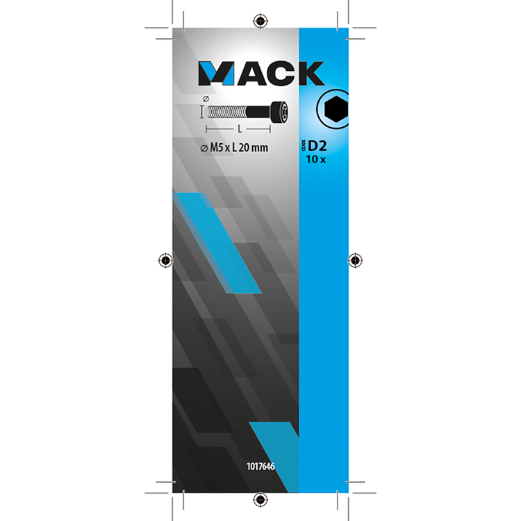 Mack 1017646 - binnenzeskant bout cyl.kop verz. 10 st m5 x 20 mm | 10 stuks