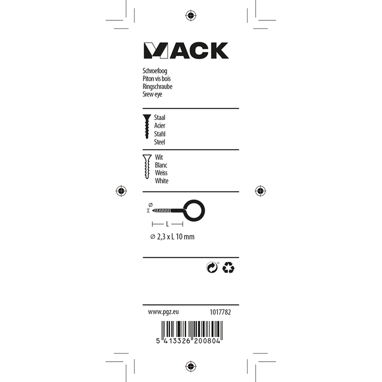 Mack 1017782 - schroefoog staal wit 10 st 2,3 x 10 mm | 10 stuks