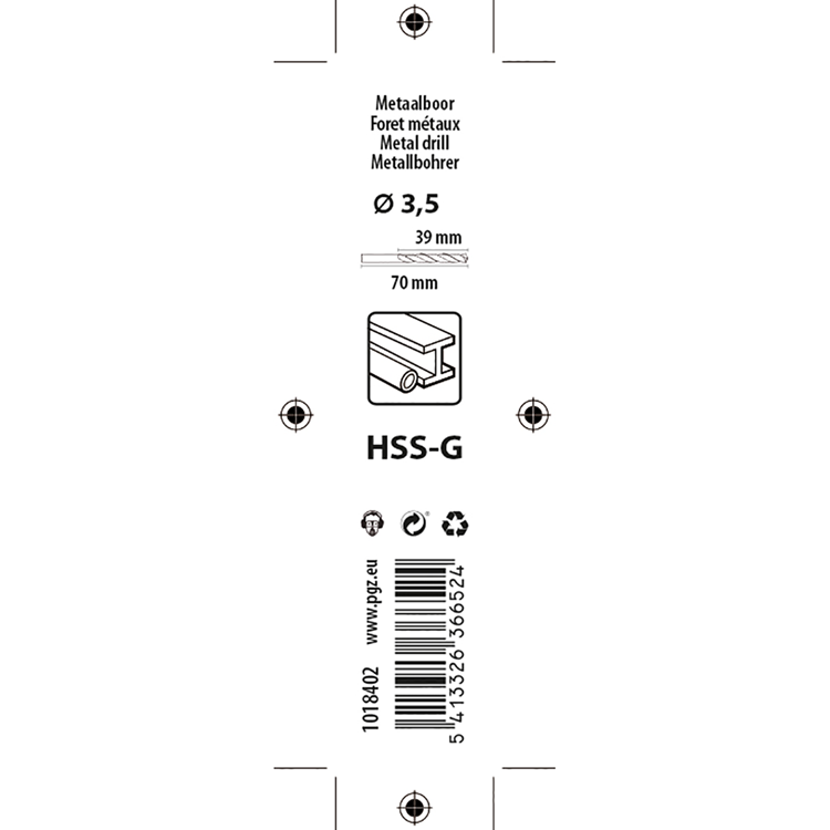 Mack 1018402 - metaalboor hss g din 338 ø 3,5 x 70 mm 2st | 5 stuks