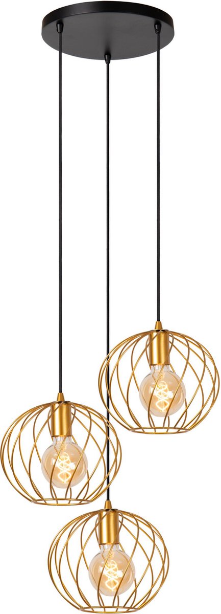 Lucide danza - hanglamp - ø 50 cm - 3xe27 - mat goud messing