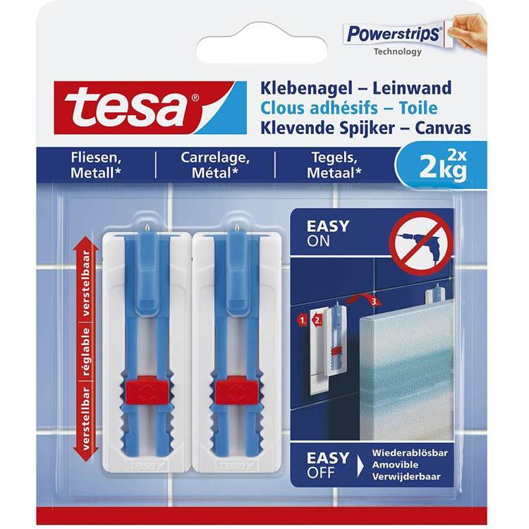 Tesa lijmschroef behang pleisterwerk verstelbaar zelfklevend verwijderbaar – houdkracht 1kg