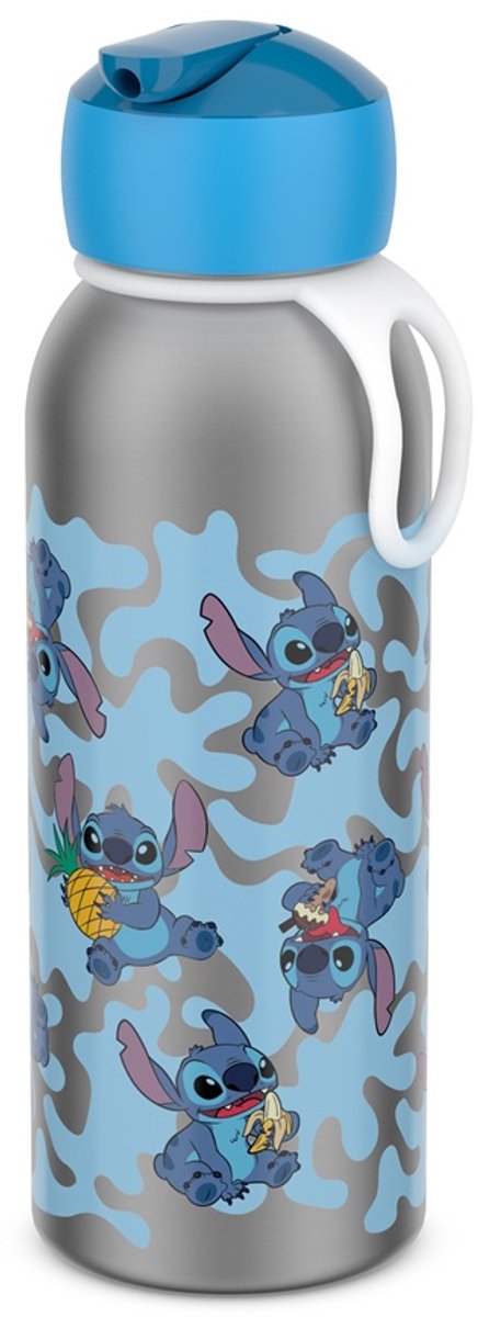 Mepal isoleerfles flip-up campus - 350 ml - 12 uur koud 4 uur warm - drinkfles met rietje voor kinderen - stitch