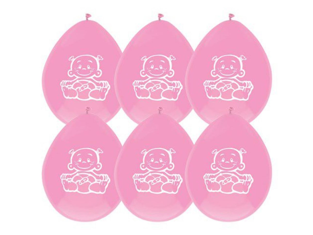 Haza ballonnen baby meisje roze 30cm 6stuks