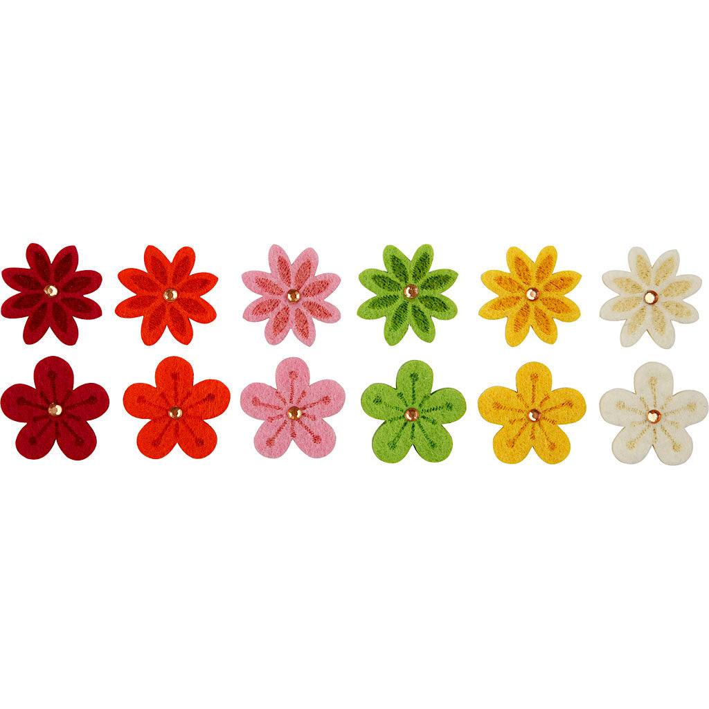 Creativ company http: www.cchobby.nl bloemen-van-vilt-met-strassteen-d-30-mm-dikte-2-5-mm-12-stuk-1-doos