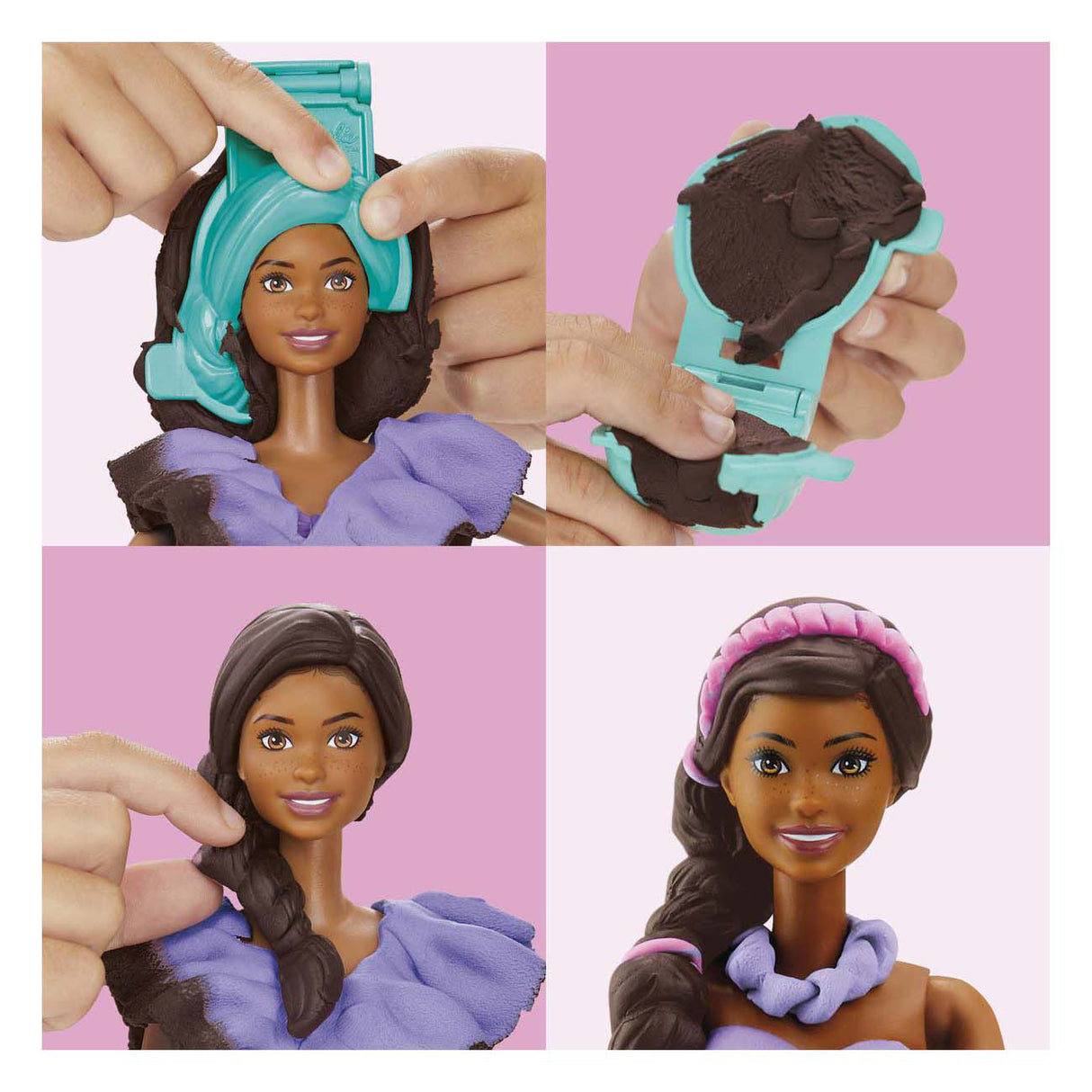 Play-doh barbie fashionista-franjes - speelset met pop - boetseerklei
