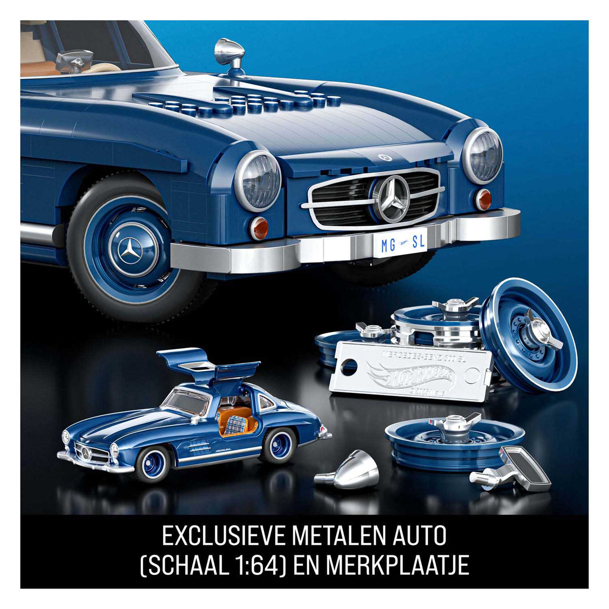 Mattel brick shop hot wheels - mercedes-benz 300 sl raceauto bouwset (1600 onderdelen)