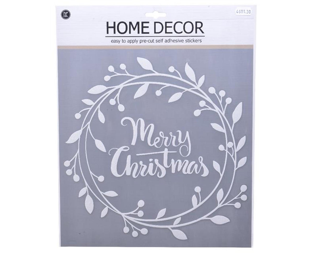 Decoris raamdecoratie krans 30,5x31,5cm wit