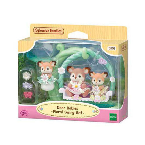 Sylvanian families 5801 baby hertjes- bloemen schommel- 3 fluweelzachte speelfiguren