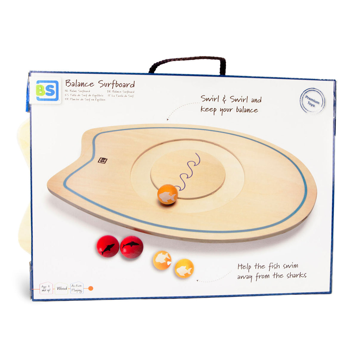 Bs toys buitenspeelgoed balansspel surfbord - 50 cm - speelgoed hout - balansspeelgoed - evenwichtsspel - cadeau kind