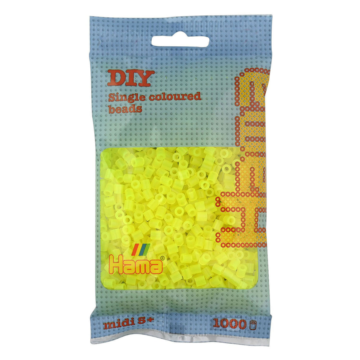 Hama midi strijkkralen - geel neon (034), 1000st.