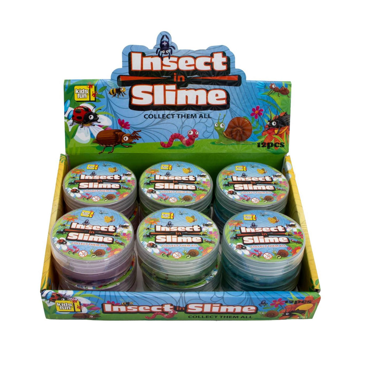 Slime met insect 90 gram 12 assorti