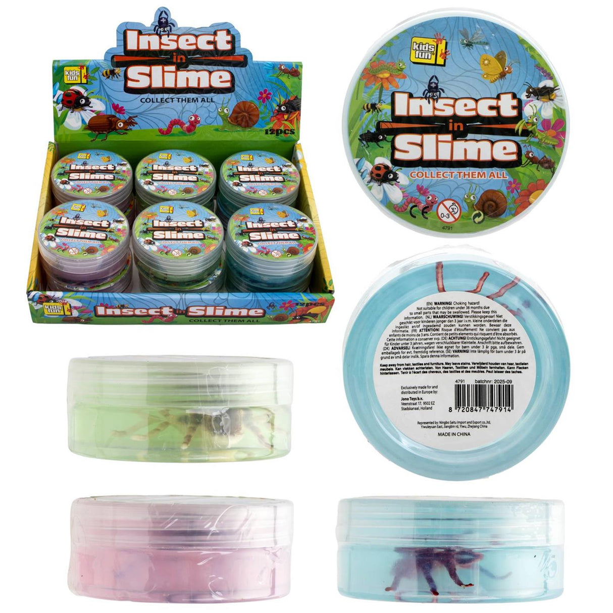 Slime met insect 90 gram 12 assorti