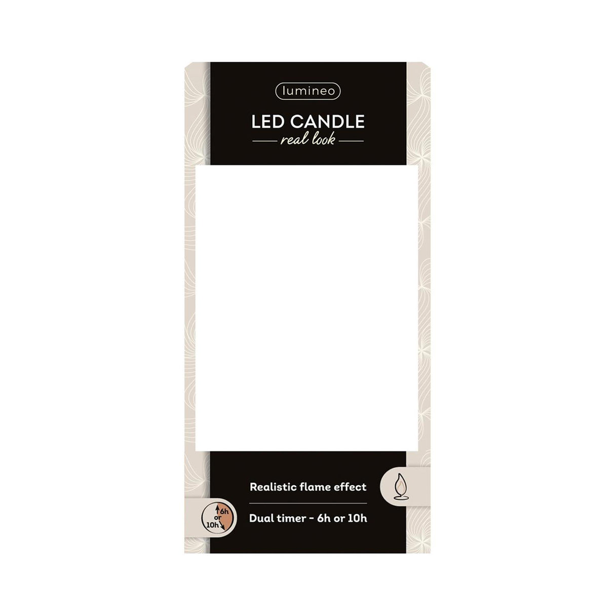 Lumineo realistische led kaars met wax pit en vlam effect ã˜7.5x13,5cm wit met 6uur timer werkt op batterij