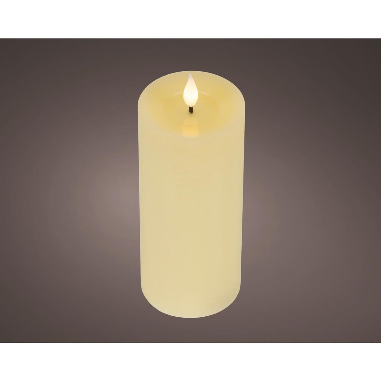 Lumineo realistische led kaars met wax pit en vlam effect ã˜7.5x20cm crã©me met 6uur timer werkt op batterij