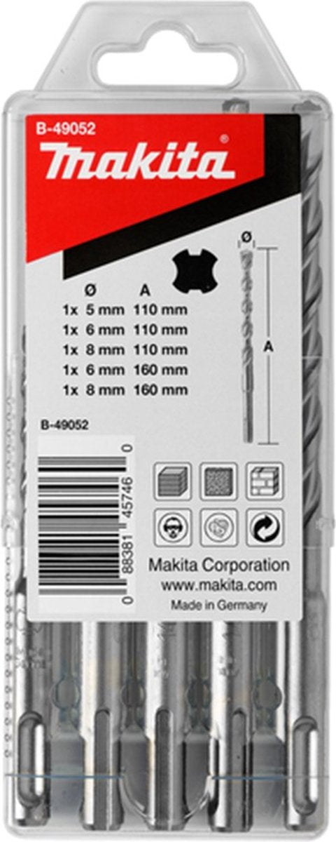 Makita borenset b12332 - p2s - sds-plus - 5+6+8+6+8