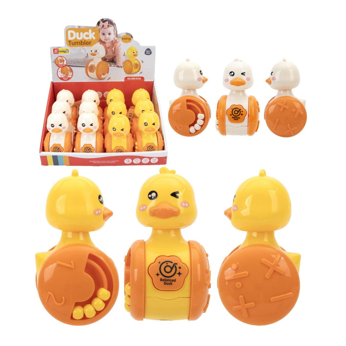 Rollende eend 12cm 2 assorti