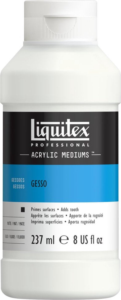 Liquitex 5308 professional gesso acryl 237 ml – titaniumwit, mat, primer, acrylgrond, hoogwaardige basis - witte gesso