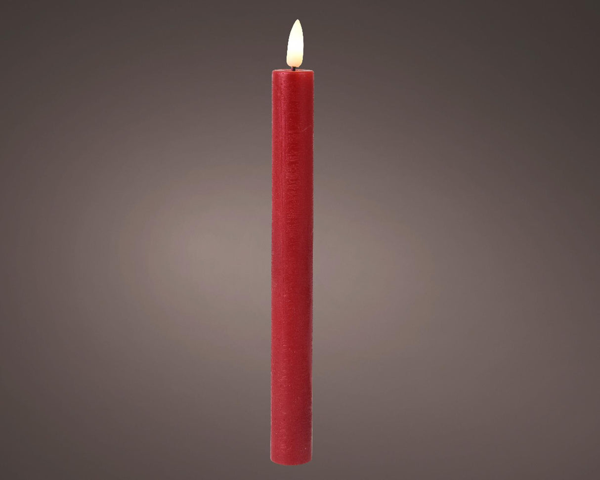 Lumineo dinerkaarsset led vlam 24cm rood 2-dlg