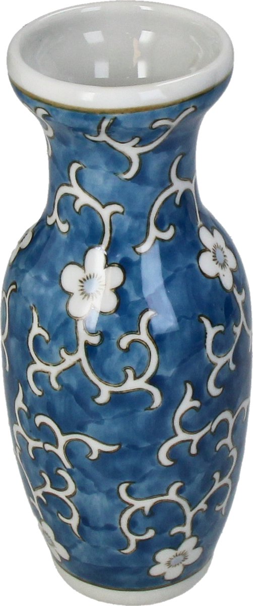 Hd collection vaas porselein blauw 8,5x8,5x20,5cm