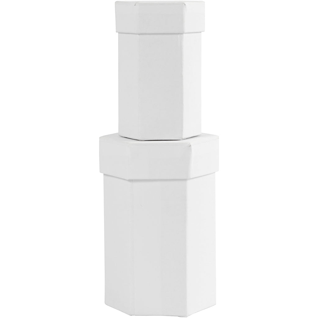 Http: www.cchobby.nl zeskantige-dozen-h-7-9-cm-afm-4-5-6-cm-wit-2-stuk-1-set
