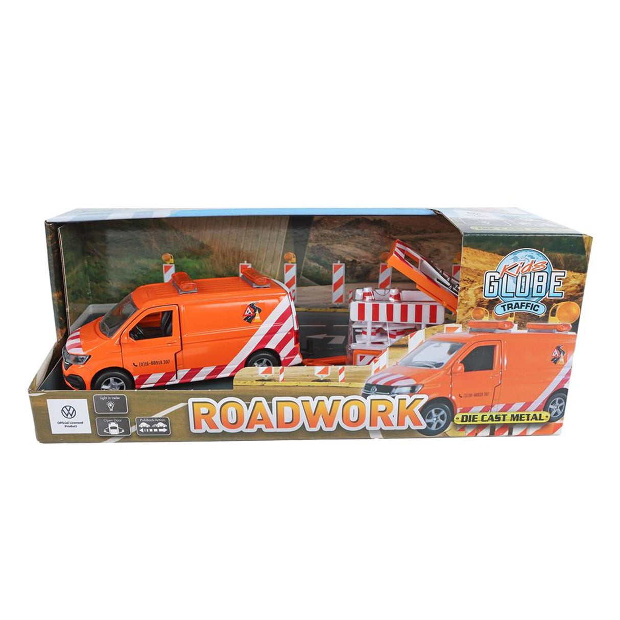 Kids globe volkswagen transporter met pijlwagen met licht die cast pb 27,5cm