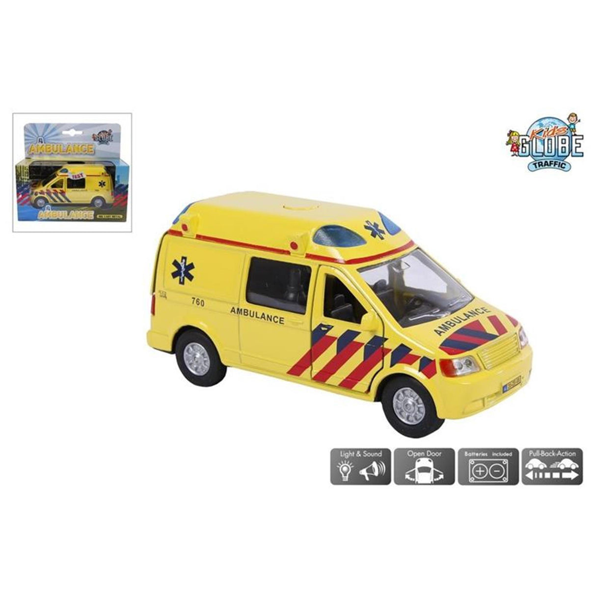 Kids globe ambulance nl die cast pb met licht en geluid 13cm