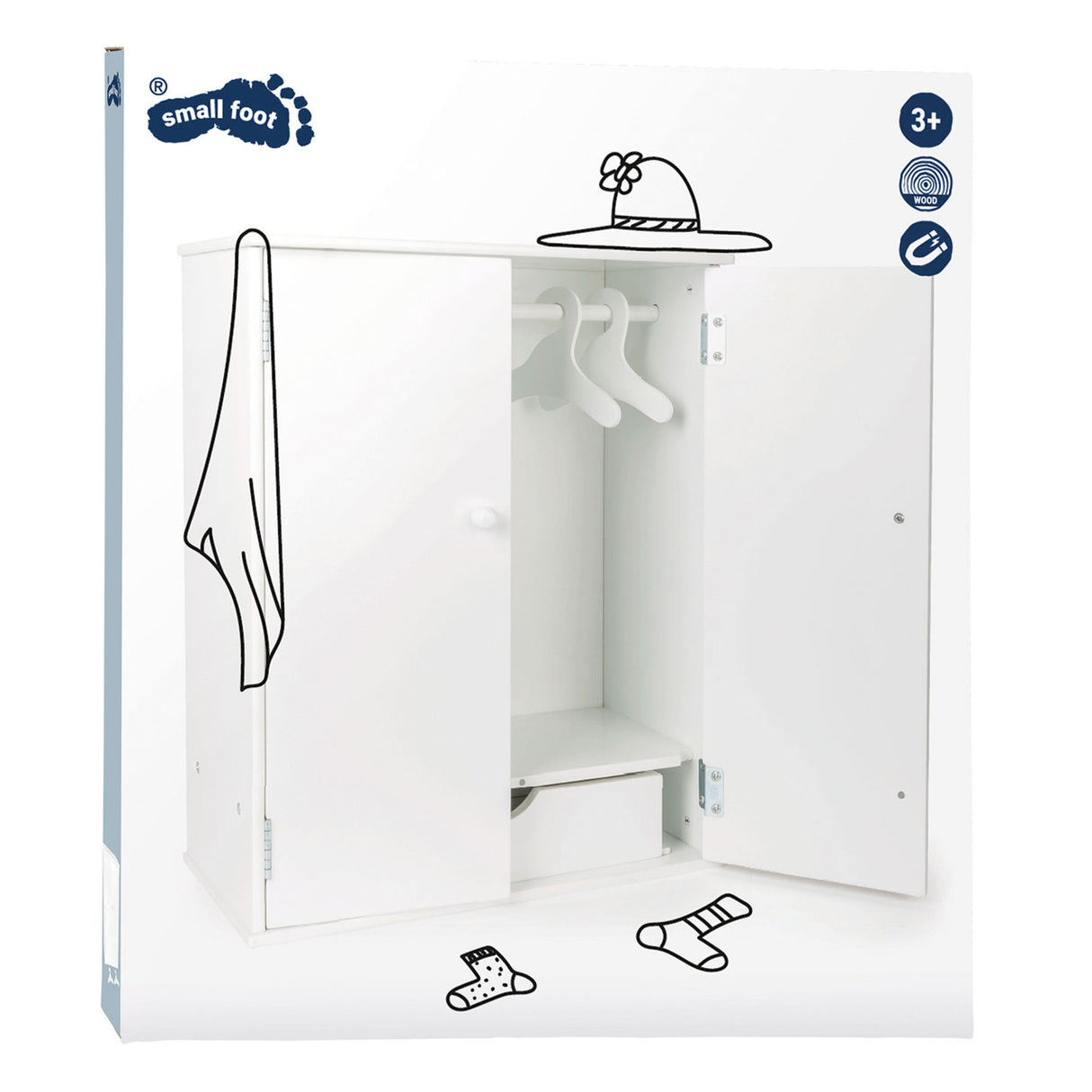Small foot houten poppen kledingkast 53 cm wit