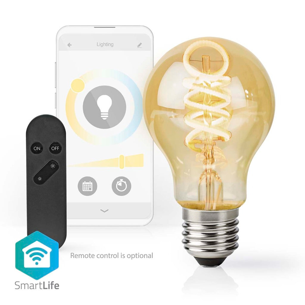 Nedis wifilrt10a60 smartlife led filamentlamp wi-fi e27 360 lm 4.9 w warm to cool white 1800 - 6500 k glas android trade; ios peer