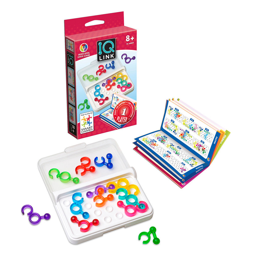 Smartgames iq link - logisch denkspel reispuzzel - 120 opdrachten met ringsysteem - educatief solospel voor kinderen en volwassenen - vanaf 8 jaar